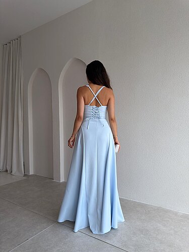 SMOOTH Maxi Elbise 1814 - Bebe Mavisi - 3