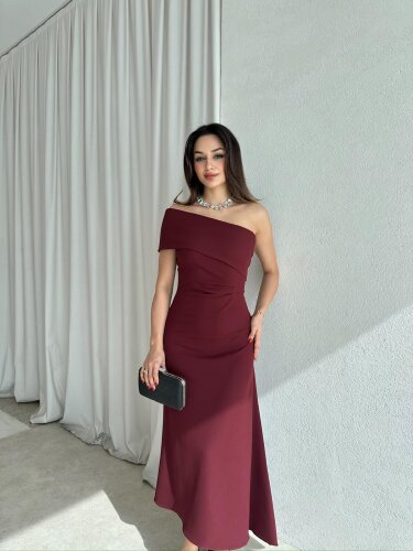 RECORD Elbise 8652 - Bordo 