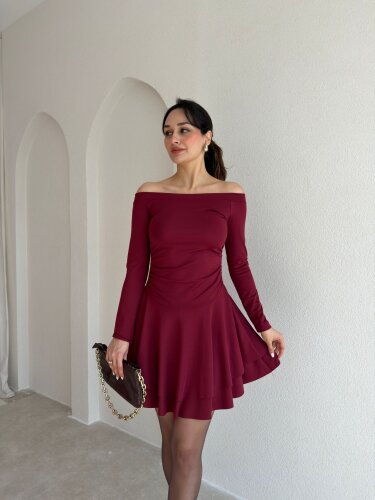 TAMİ Elbise 9067 - Bordo - Mooi Butik