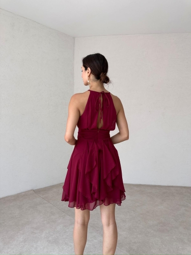 TAVENS Mini Elbise 2084 - Bordo - 3