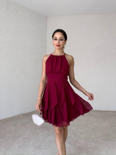 TAVENS Mini Elbise 2084 - Bordo - 1