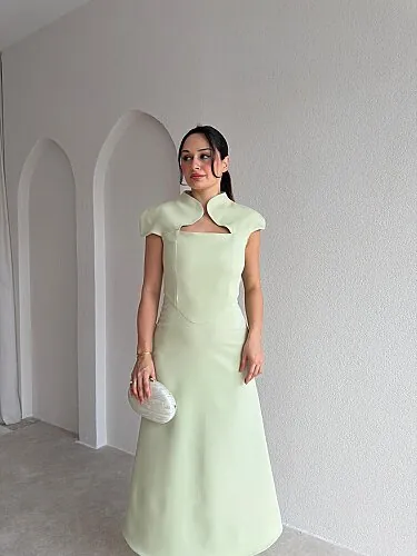 TAYWİN Midi Elbise 4104 - Mint - 2