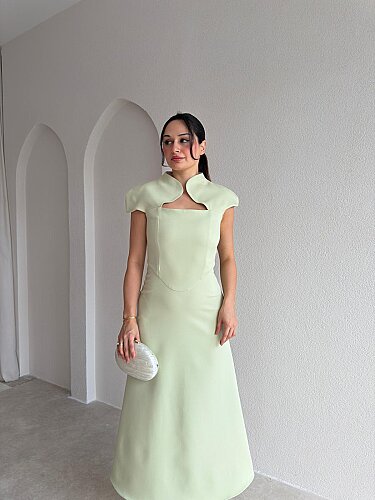 TAYWİN Midi Elbise 4104 - Mint - 2