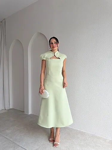 TAYWİN Midi Elbise 4104 - Mint - Mooi Butik