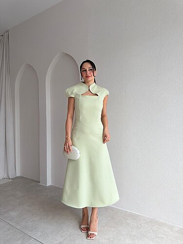 TAYWİN Midi Elbise 4104 - Mint - 1