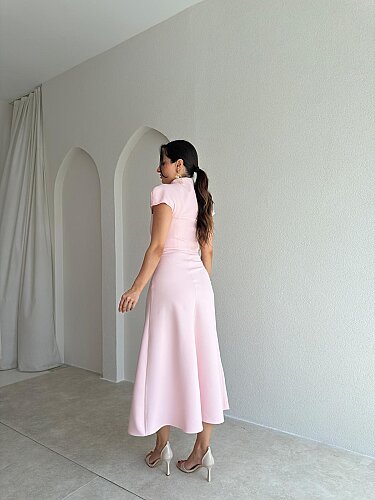 TAYWİN Midi Elbise 4104 - Pembe - 3