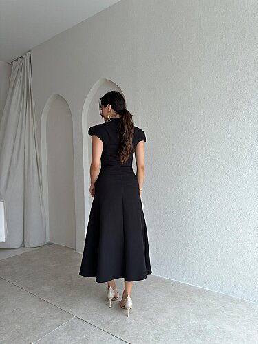  TAYWİN Midi Elbise 4104 - Siyah - 3