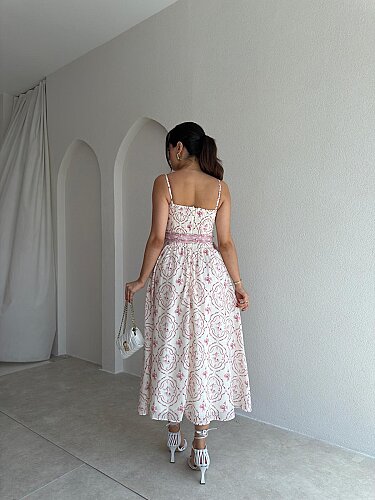 TETRA Desenli Midi Elbise 4085 - Pembe - 3