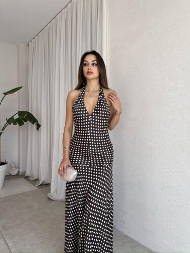 THANOS Maxi Elbise 8527 - Acı Kahve - 1
