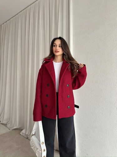 TOMRİS Kısa Kaşe Kaban 8789 - Bordo - 3