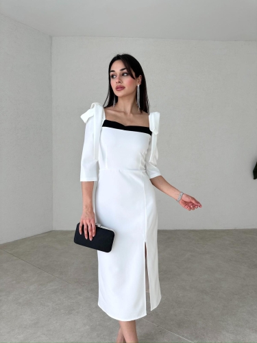Vatkalı Midi HİNTON Elbise 2082 - Beyaz · 3