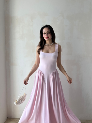 VENTUR Maxi Elbise 6347 - Pudra - 1