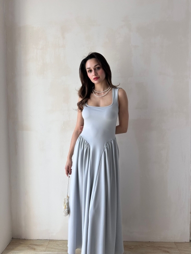 VENTUR Maxi Elbise 6347 - Gri 