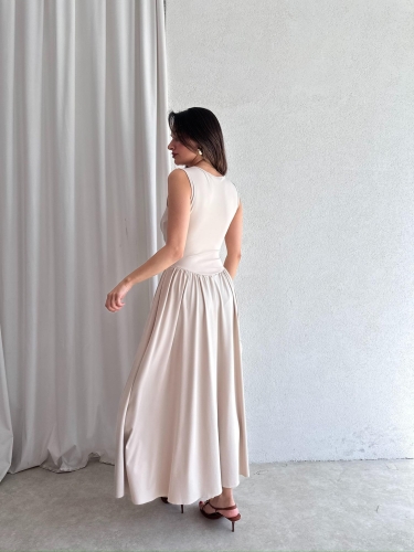 VENTUR Maxi Elbise 6347 - Krem - 3