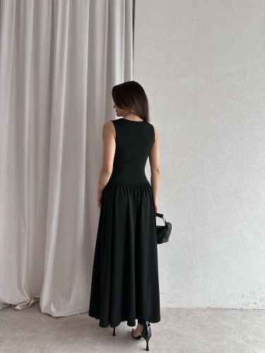 VENTUR Maxi Elbise 6347 - Siyah - 3