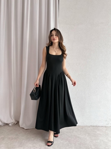VENTUR Maxi Elbise 6347 - Siyah - 2