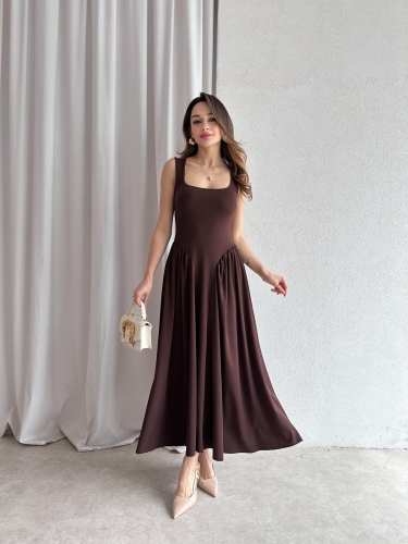 VENTUR Maxi Elbise 6347 - Acı Kahve - 2