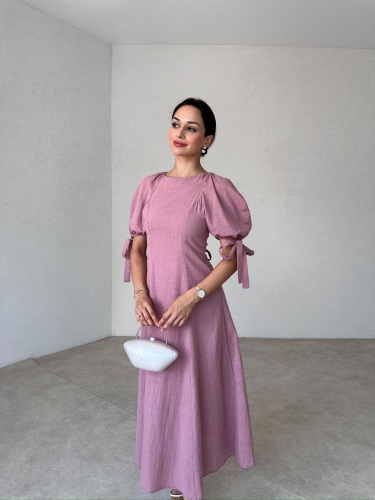 VİKONS Midi Elbise 6754 - Pembe - 1