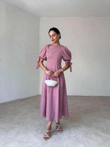 VİKONS Midi Elbise 6754 - Pembe - 3