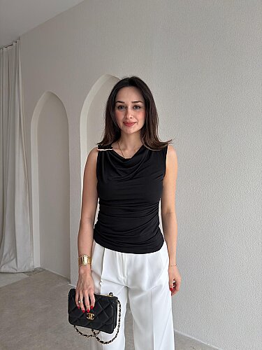 VİSTA Broş Detaylı Bluz 5451 - Siyah - 1