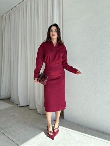 VİVA Midi Elbise 8620 - Bordo - 2