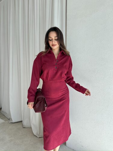 VİVA Midi Elbise 8620 - Bordo 