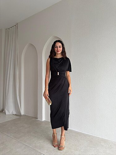 VİVERE Midi Elbise 3690 - Siyah - Mooi Butik