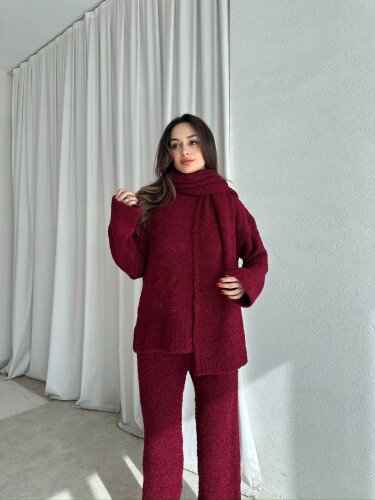 WALNUT Buklet Kumaş Takım 8672 - Bordo 