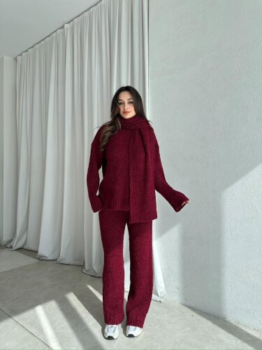 WALNUT Buklet Kumaş Takım 8672 - Bordo - 3