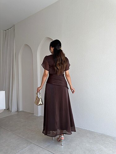WHİTNEY Maxi Elbise 6571 - Acı Kahve - 3