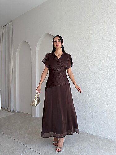 WHİTNEY Maxi Elbise 6571 - Acı Kahve - 1