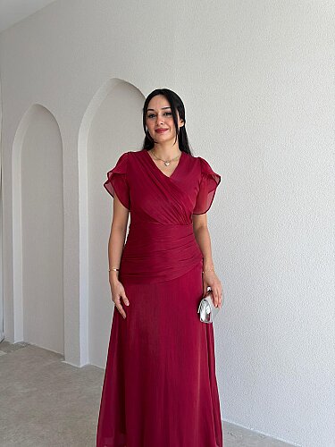 WHİTNEY Maxi Elbise 6571 - Bordo - 2