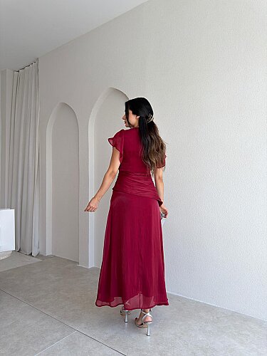 WHİTNEY Maxi Elbise 6571 - Bordo - 3