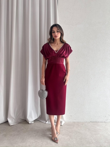 WİCCA Midi Elbise 5022 - Bordo · 2