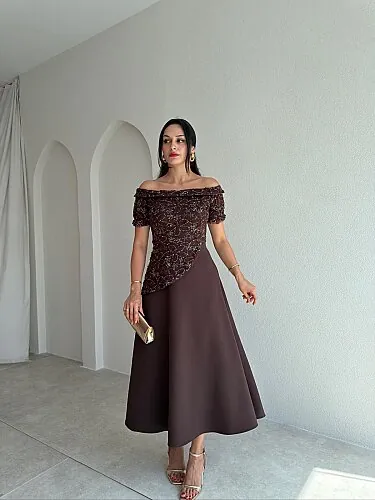WİLLMONT Midi Elbise 3600 - Acı Kahve - Mooi Butik