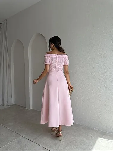 WİLLMONT Midi Elbise 3600 - Pembe - 3