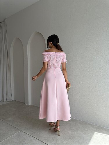 WİLLMONT Midi Elbise 3600 - Pembe - 3