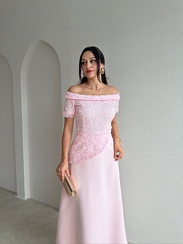 WİLLMONT Midi Elbise 3600 - Pembe - 2