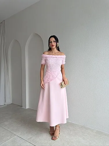 WİLLMONT Midi Elbise 3600 - Pembe - Mooi Butik