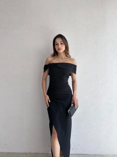 WODNEY Maxi Elbise 2212 - Siyah - 1