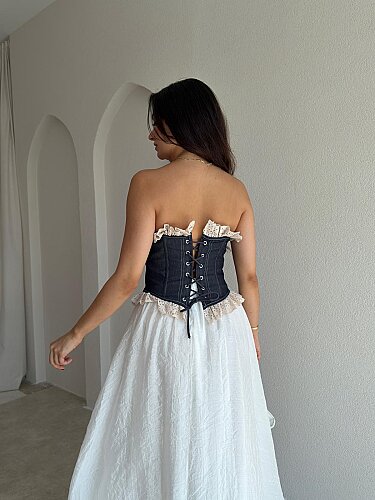 WOFRE Denim Korse Bluz 4081 - Lacivert - Mooi Butik (1)
