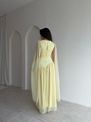 WONKA Maxi Elbise 8486 - Sarı - 3