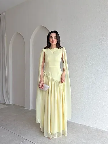 WONKA Maxi Elbise 8486 - Sarı - Mooi Butik