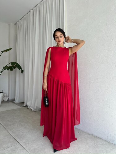 WONKA Maxi Elbise 8486 - Kırmızı - 1