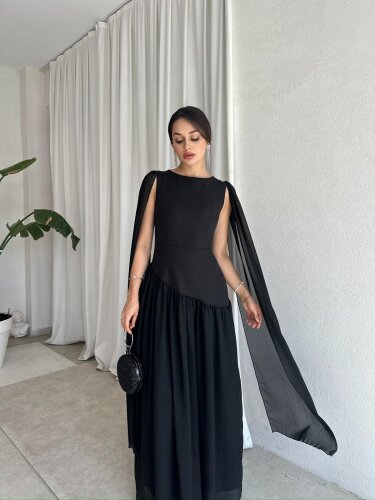 WONKA Maxi Elbise 8486 - Siyah 