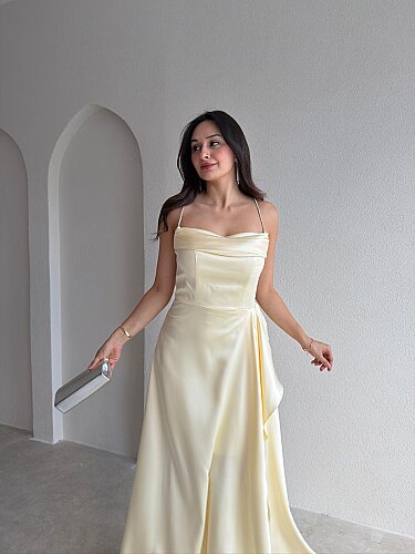 ZADİE Maxi Elbise 9632 - Sarı - 2