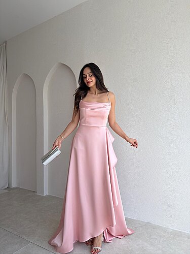 ZADİE Maxi Elbise 9632 - Pudra - 2