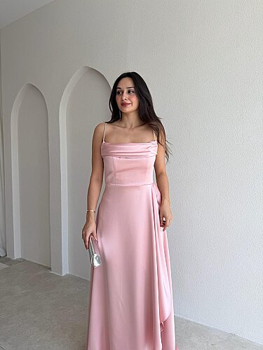 ZADİE Maxi Elbise 9632 - Pudra - 3