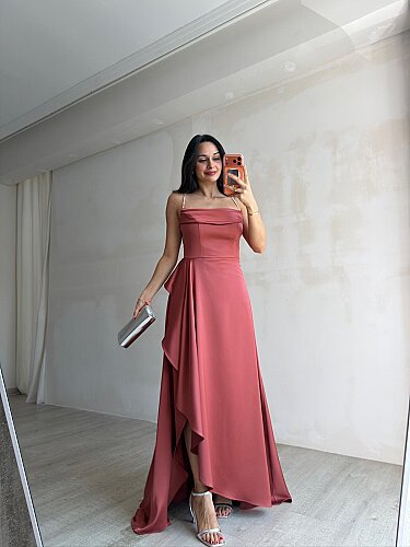 ZADİE Maxi Elbise 9632 - Gül Kurusu - 3