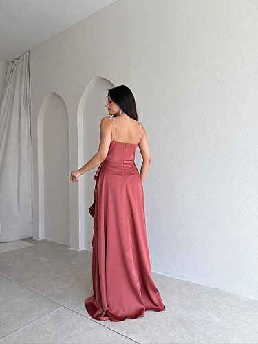ZADİE Maxi Elbise 9632 - Gül Kurusu - 4